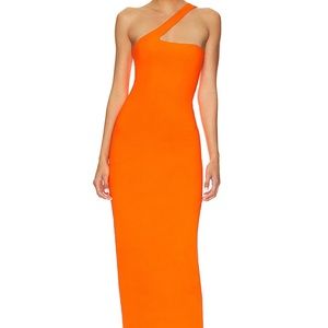 Revolve one shoulder orange maxi dress